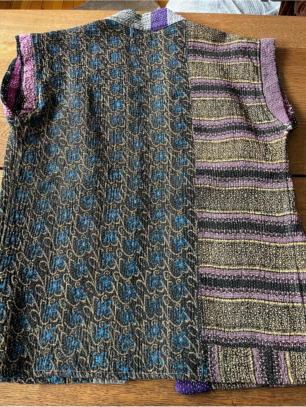 Nomad Purple & Gray Patchwork Kantha Handmade Vest. Stunning!! - Picture 8 of 14